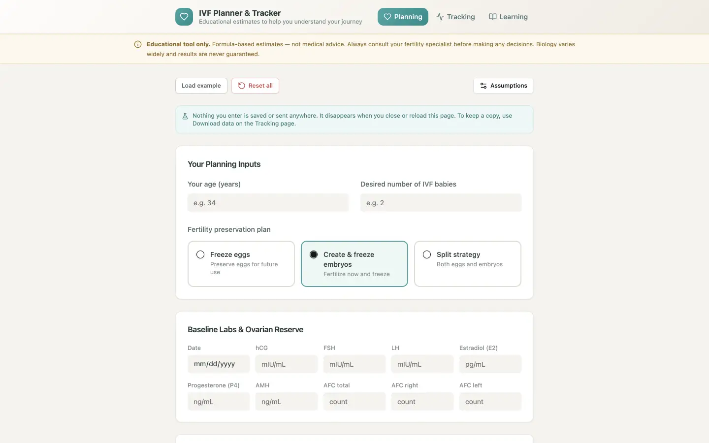 IVF Planner on a desktop screen